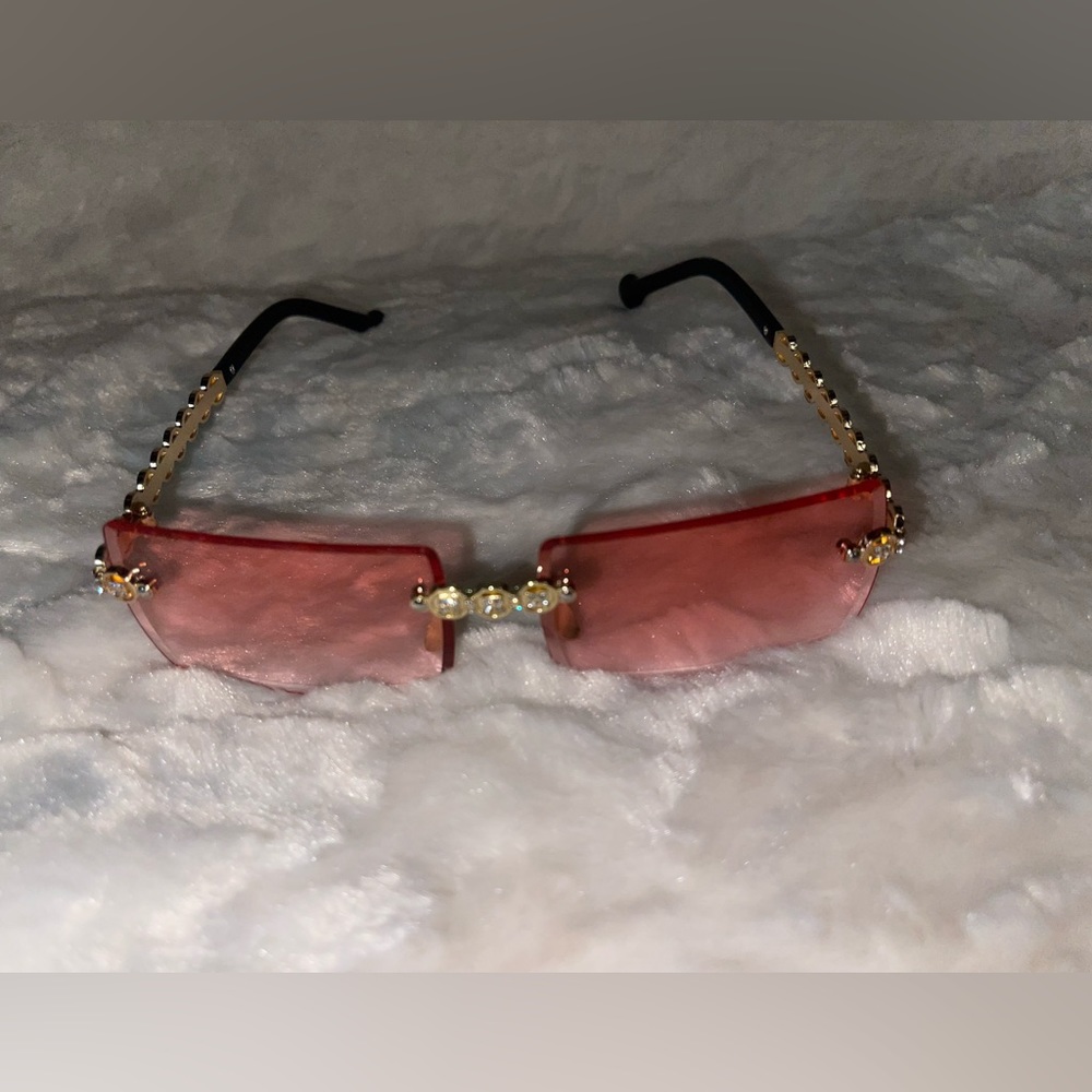 Gold Framed Peach Fashion Glasses
